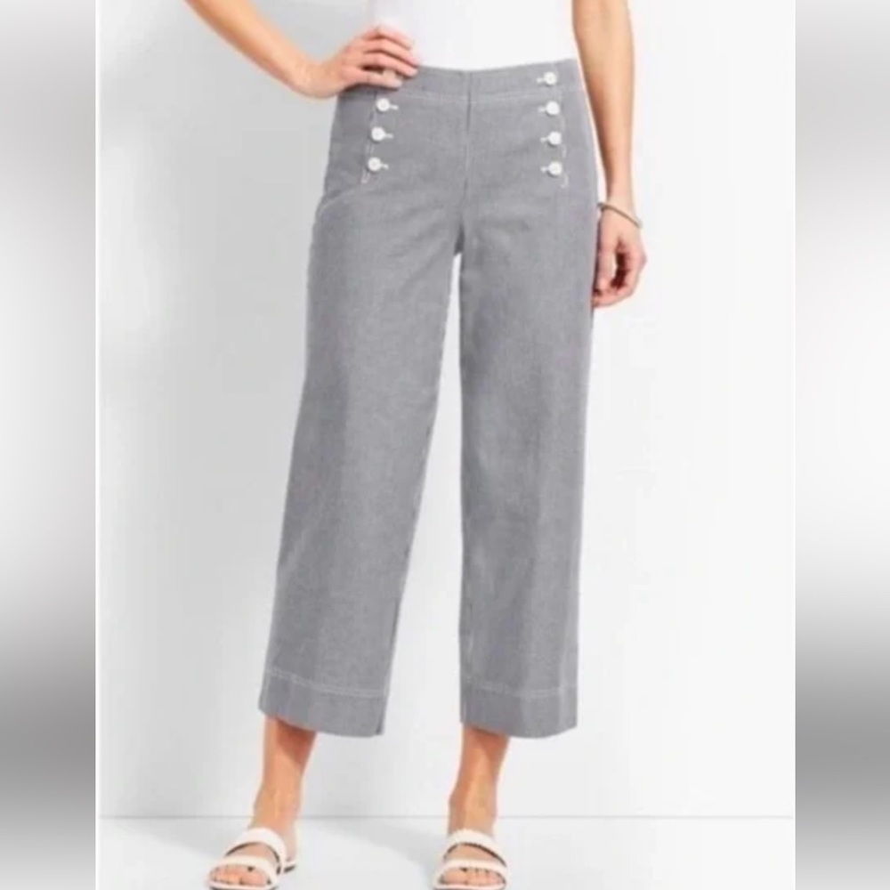 Talbots High Waist Striped Wide Leg Deck Pants